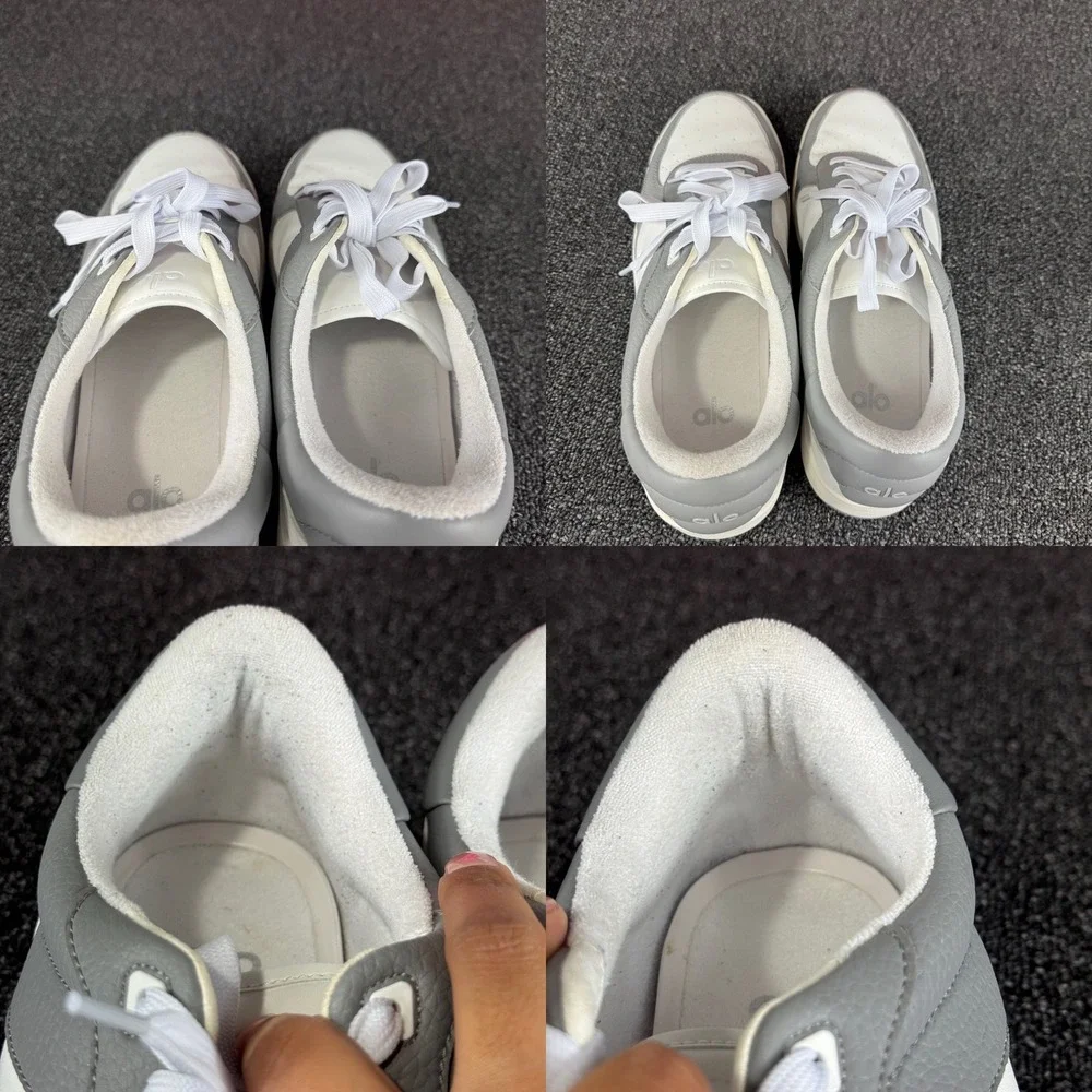 Alo Yoga Alo-X Sneaker Vegan Leather Grey White Mens 12.5 Womens 14 unisex